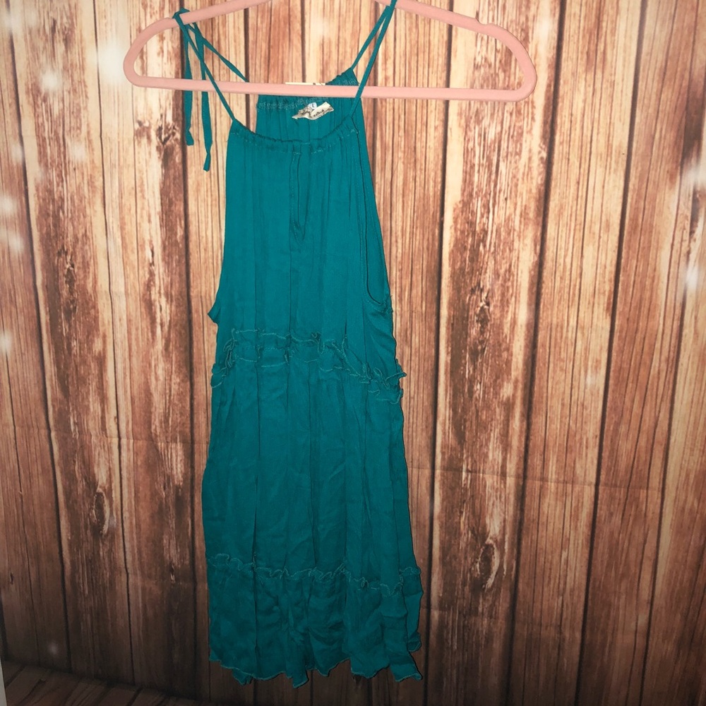 Turquoise ruffle tank